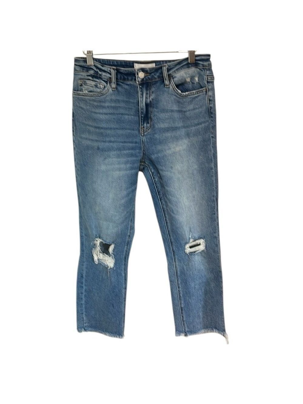 VERVET Los Angeles Stretch High Waisted Straight Leg Distressed Jeans SZ 29
